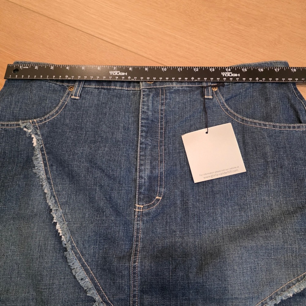 Gloria Vanderbilt Womens Denim Midi Skirt Frayed Raw Hem Antique Sandblast Y2K - Picture 7 of 10